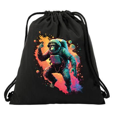 Space Chimp Monkey Astronaut Cosmonaut Cool Graphic Gift Drawstring Bag