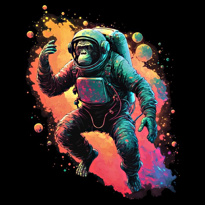 Space Chimp Monkey Astronaut Cosmonaut Cool Graphic Gift Drawstring Bag