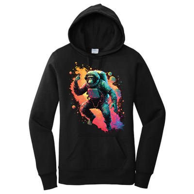Space Chimp Monkey Astronaut Cosmonaut Cool Graphic Gift Women's Pullover Hoodie