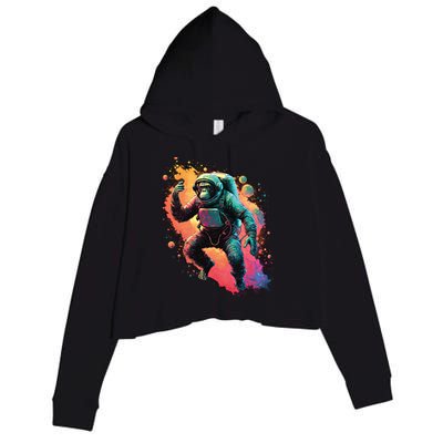 Space Chimp Monkey Astronaut Cosmonaut Cool Graphic Gift Crop Fleece Hoodie