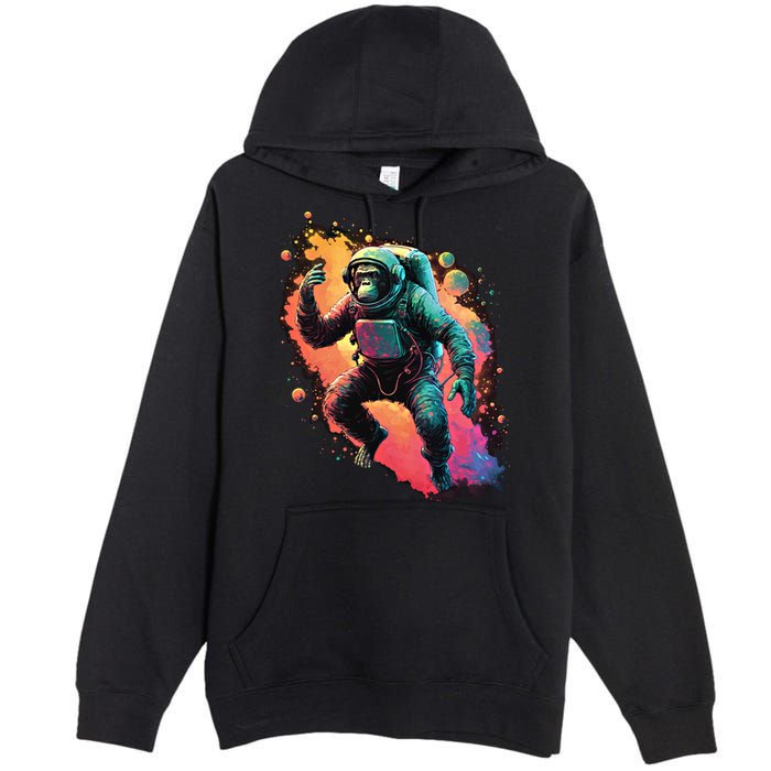 Space Chimp Monkey Astronaut Cosmonaut Cool Graphic Gift Premium Pullover Hoodie