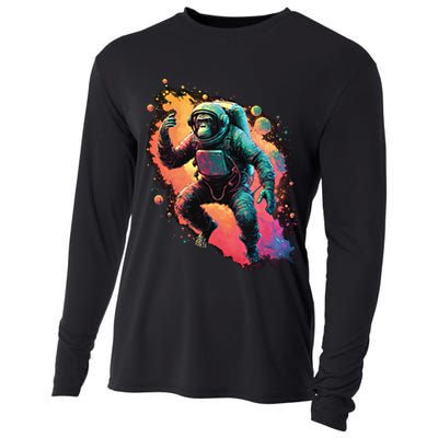 Space Chimp Monkey Astronaut Cosmonaut Cool Graphic Gift Cooling Performance Long Sleeve Crew