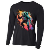 Space Chimp Monkey Astronaut Cosmonaut Cool Graphic Gift Cooling Performance Long Sleeve Crew