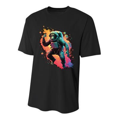 Space Chimp Monkey Astronaut Cosmonaut Cool Graphic Gift Youth Performance Sprint T-Shirt