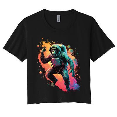 Space Chimp Monkey Astronaut Cosmonaut Cool Graphic Gift Crop Top