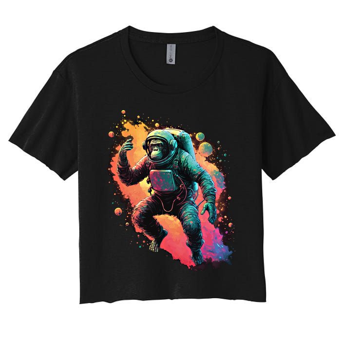 Space Chimp Monkey Astronaut Cosmonaut Cool Graphic Gift Crop Top