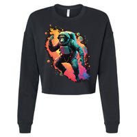 Space Chimp Monkey Astronaut Cosmonaut Cool Graphic Gift Cropped Pullover Crew