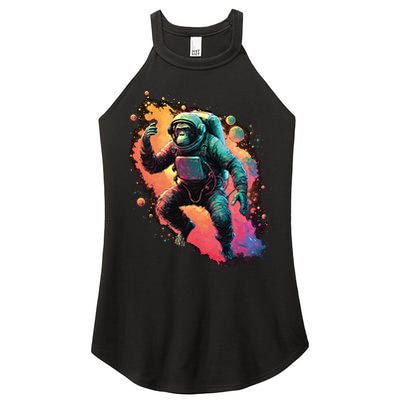 Space Chimp Monkey Astronaut Cosmonaut Cool Graphic Gift Women's Perfect Tri Rocker Tank
