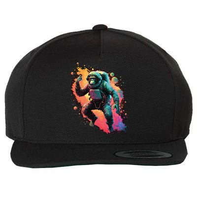 Space Chimp Monkey Astronaut Cosmonaut Cool Graphic Gift Wool Snapback Cap