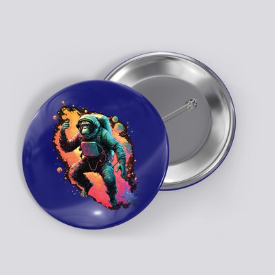 Space Chimp Monkey Astronaut Cosmonaut Cool Graphic Gift Button