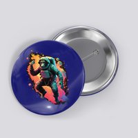 Space Chimp Monkey Astronaut Cosmonaut Cool Graphic Gift Button