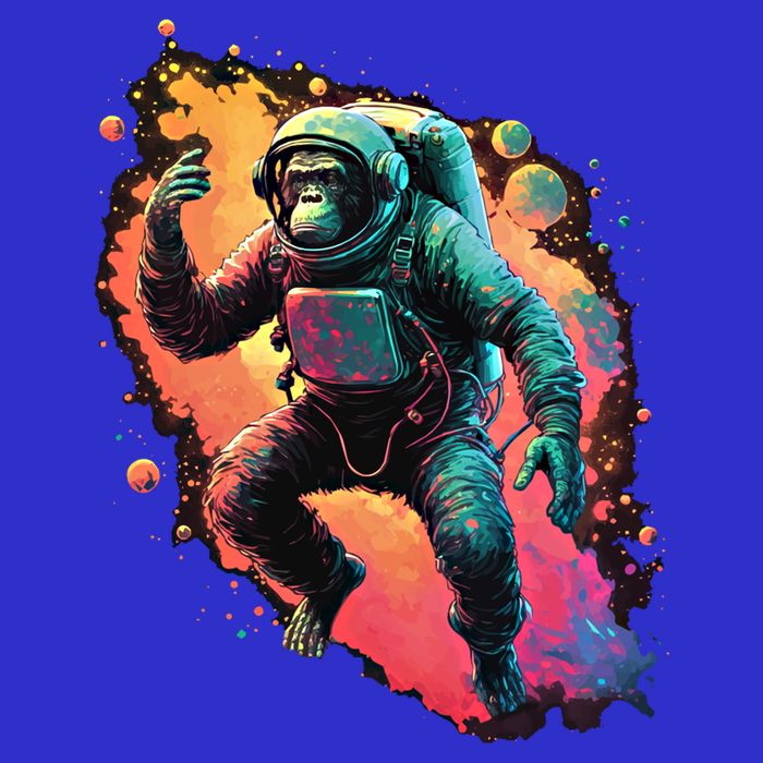 Space Chimp Monkey Astronaut Cosmonaut Cool Graphic Gift Button