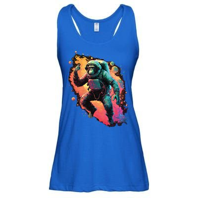 Space Chimp Monkey Astronaut Cosmonaut Cool Graphic Gift Ladies Essential Flowy Tank