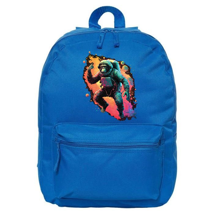Space Chimp Monkey Astronaut Cosmonaut Cool Graphic Gift 16 in Basic Backpack