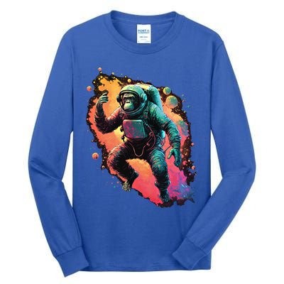 Space Chimp Monkey Astronaut Cosmonaut Cool Graphic Gift Tall Long Sleeve T-Shirt