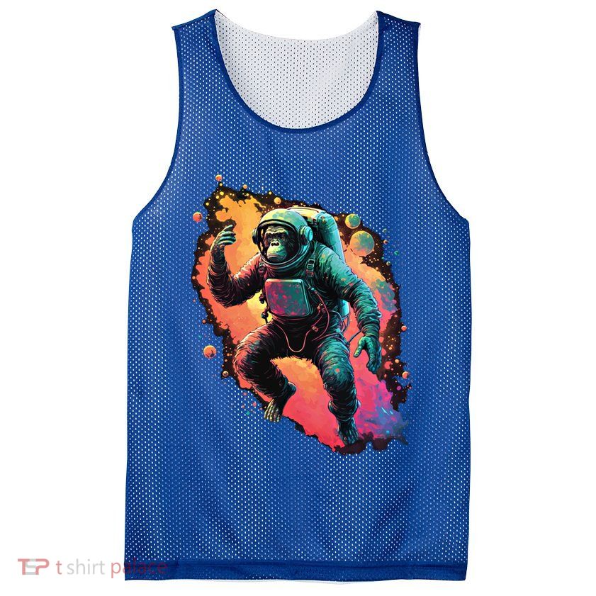 Space Chimp Monkey Astronaut Cosmonaut Cool Graphic Gift Mesh Reversible Basketball Jersey Tank