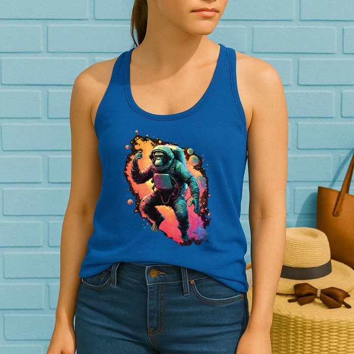 Space Chimp Monkey Astronaut Cosmonaut Cool Graphic Gift Womens Tank Top