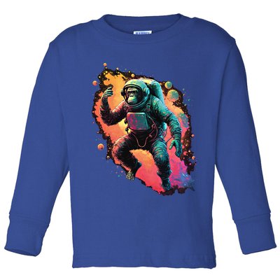 Space Chimp Monkey Astronaut Cosmonaut Cool Graphic Gift Toddler Long Sleeve Shirt