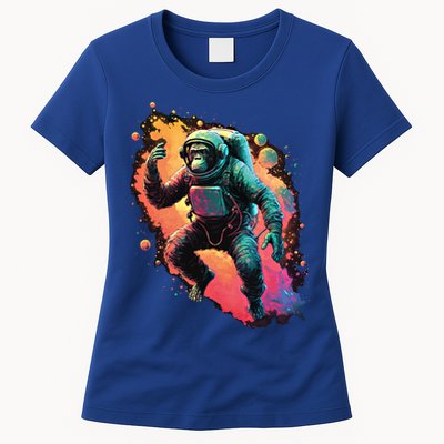 Space Chimp Monkey Astronaut Cosmonaut Cool Graphic Gift Womens T-Shirt