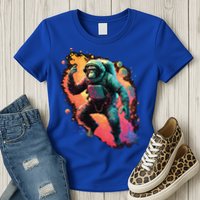 Space Chimp Monkey Astronaut Cosmonaut Cool Graphic Gift Womens T-Shirt