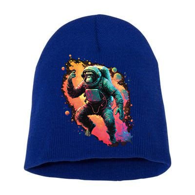Space Chimp Monkey Astronaut Cosmonaut Cool Graphic Gift Short Acrylic Beanie