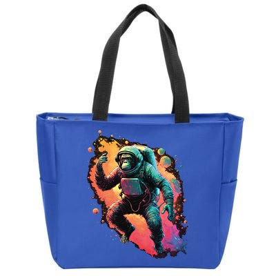 Space Chimp Monkey Astronaut Cosmonaut Cool Graphic Gift Zip Tote Bag