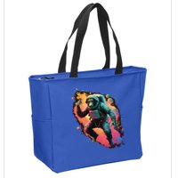 Space Chimp Monkey Astronaut Cosmonaut Cool Graphic Gift Zip Tote Bag