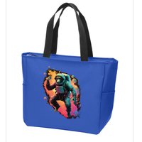 Space Chimp Monkey Astronaut Cosmonaut Cool Graphic Gift Zip Tote Bag