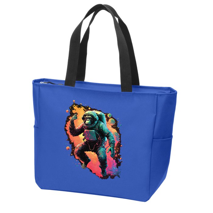Space Chimp Monkey Astronaut Cosmonaut Cool Graphic Gift Zip Tote Bag