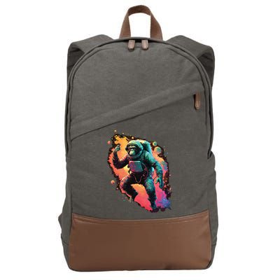 Space Chimp Monkey Astronaut Cosmonaut Cool Graphic Gift Cotton Canvas Backpack