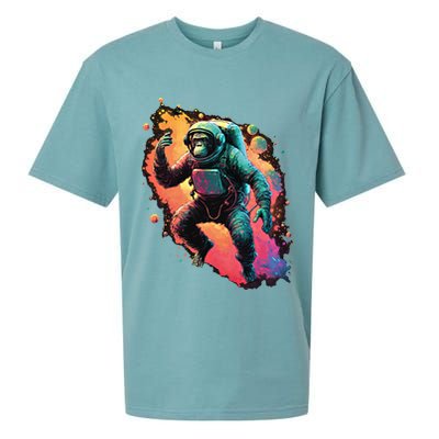 Space Chimp Monkey Astronaut Cosmonaut Cool Graphic Gift Sueded Cloud Jersey T-Shirt
