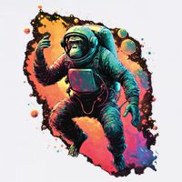 Space Chimp Monkey Astronaut Cosmonaut Cool Graphic Gift Garment-Dyed Sweatshirt
