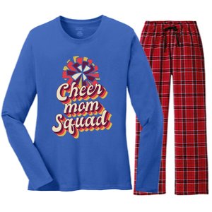 S Cheer Mom Squad Gift Pom Pom Retro Cheerleader Funny Gift Women's Long Sleeve Flannel Pajama Set 