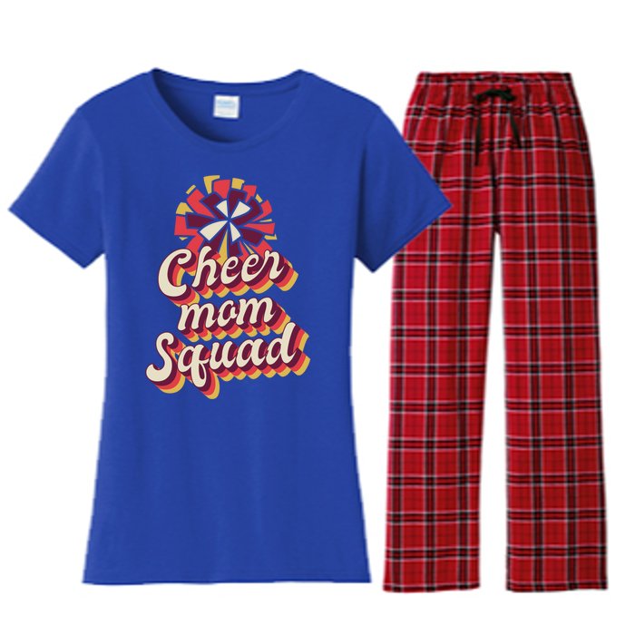 S Cheer Mom Squad Gift Pom Pom Retro Cheerleader Funny Gift Women's Flannel Pajama Set