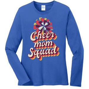 S Cheer Mom Squad Gift Pom Pom Retro Cheerleader Funny Gift Ladies Long Sleeve Shirt