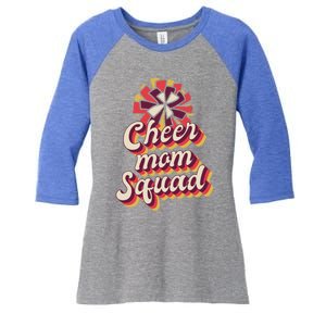 S Cheer Mom Squad Gift Pom Pom Retro Cheerleader Funny Gift Women's Tri-Blend 3/4-Sleeve Raglan Shirt