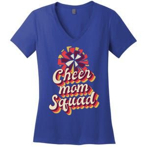 S Cheer Mom Squad Gift Pom Pom Retro Cheerleader Funny Gift Women's V-Neck T-Shirt