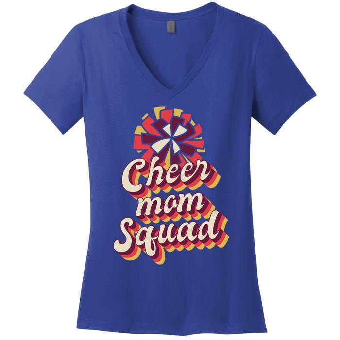 S Cheer Mom Squad Gift Pom Pom Retro Cheerleader Funny Gift Women's V-Neck T-Shirt