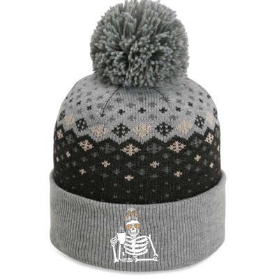 Skeleton Coffee Messy Bun Halloween Gift The Baniff Cuffed Pom Beanie