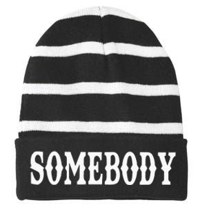 Somebody Couples Matching Somebodys Problem Striped Beanie with Solid Band