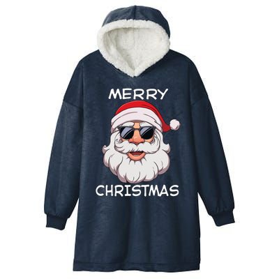 Santa Claus Merry Christmas Hooded Wearable Blanket