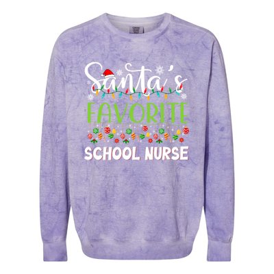 Santa Claus Merry Christmas Santas Favorite School Nurse Gift Colorblast Crewneck Sweatshirt