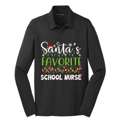 Santa Claus Merry Christmas Santas Favorite School Nurse Gift Silk Touch Performance Long Sleeve Polo