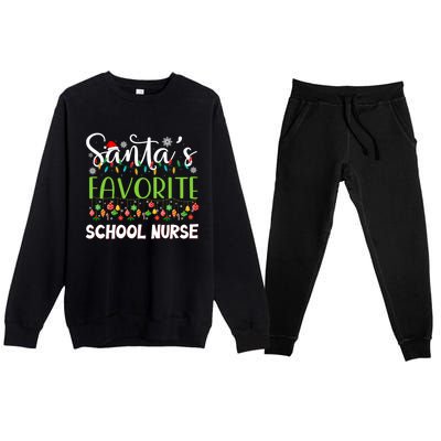 Santa Claus Merry Christmas Santas Favorite School Nurse Gift Premium Crewneck Sweatsuit Set