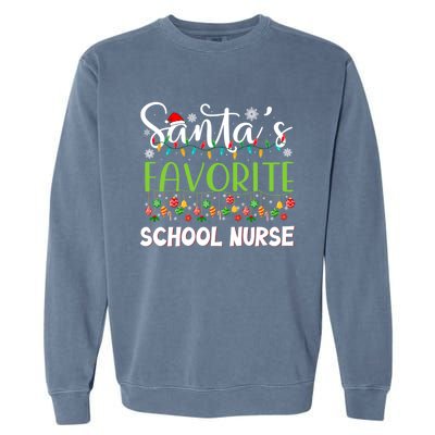 Santa Claus Merry Christmas Santas Favorite School Nurse Gift Garment-Dyed Sweatshirt