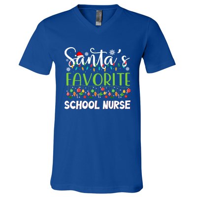 Santa Claus Merry Christmas Santas Favorite School Nurse Gift V-Neck T-Shirt