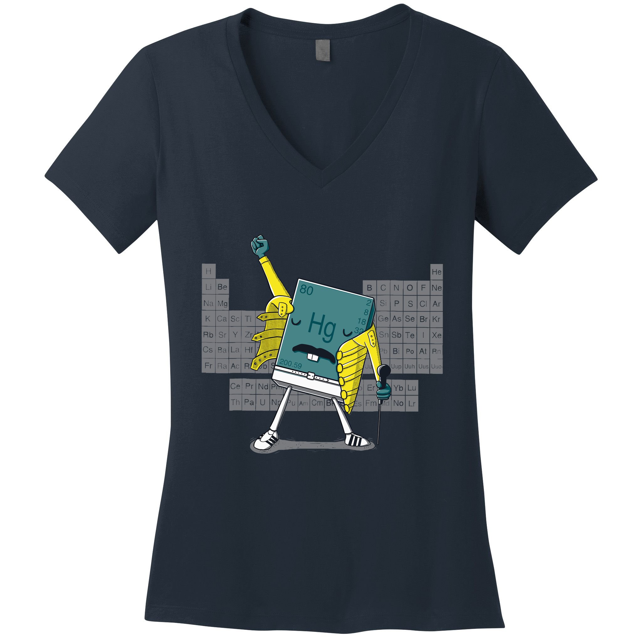 Science Chemistry Mercury Rock Meme Queen Lol Parody Freddie Women's V-Neck T-Shirt