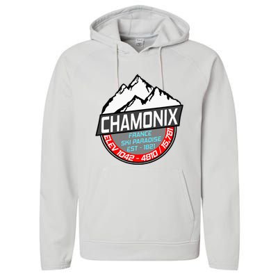 Ski Chamonix Mont Blanc France Skiing Paradise Performance Fleece Hoodie