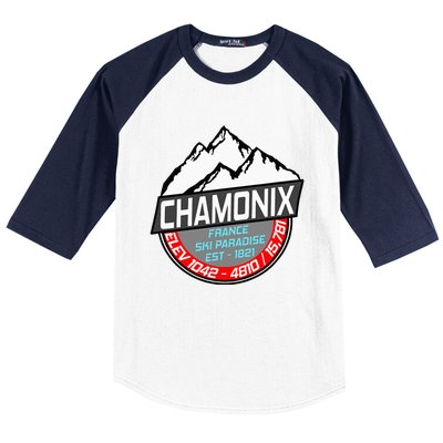 Ski Chamonix Mont Blanc France Skiing Paradise Baseball Sleeve Shirt