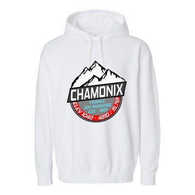 Ski Chamonix Mont Blanc France Skiing Paradise Garment-Dyed Fleece Hoodie